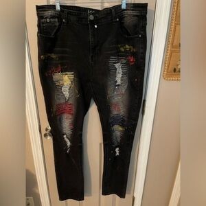 Switch Remarkable slim taper fit distressed top stitch jeans